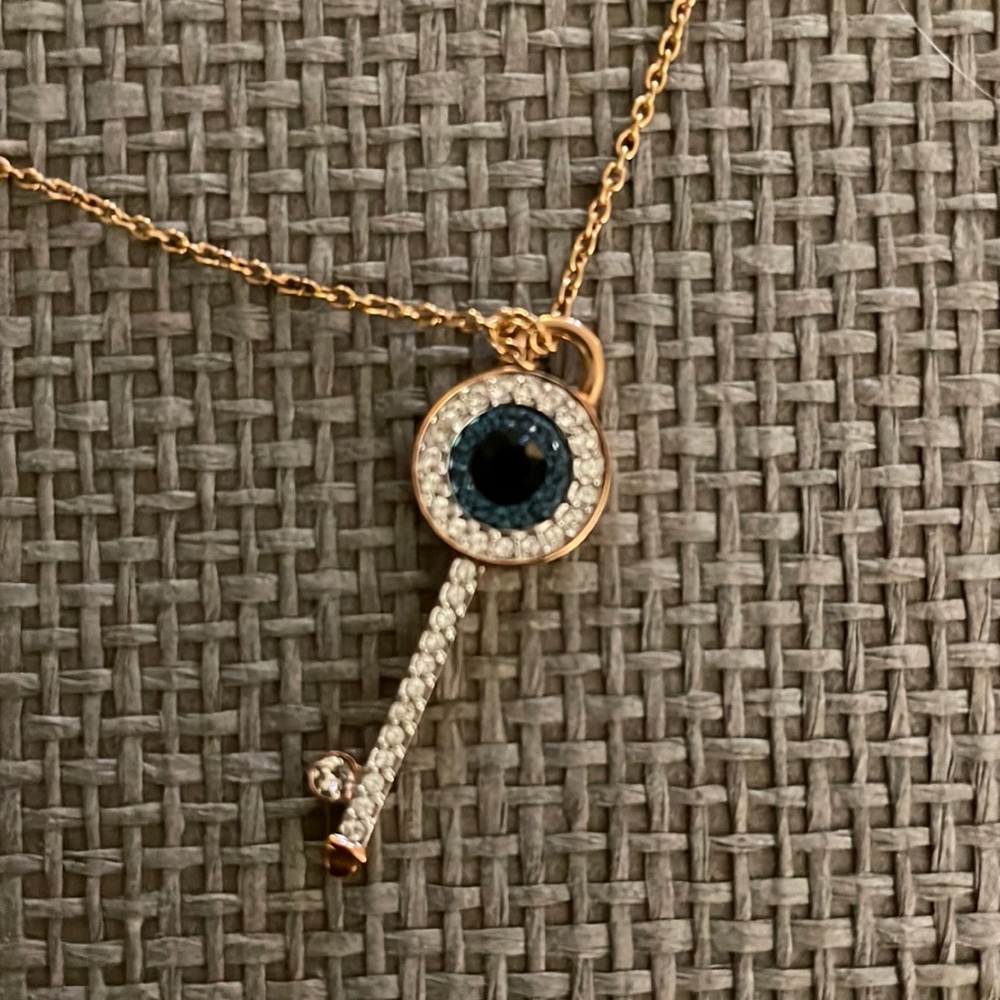 Swarovski rose gold evil eye necklace